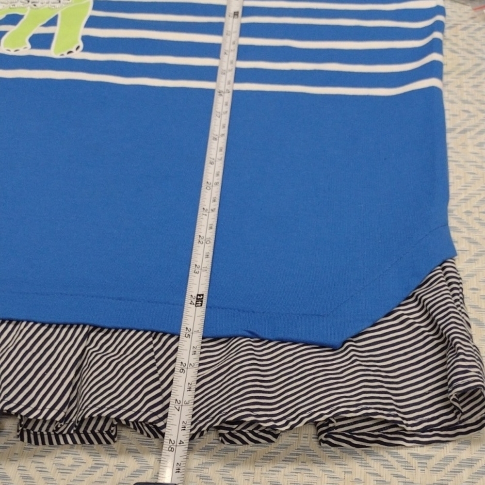 NEW Crown & Ivy Women's Blue and White Striped  with Elephant - Picture 10 of 16